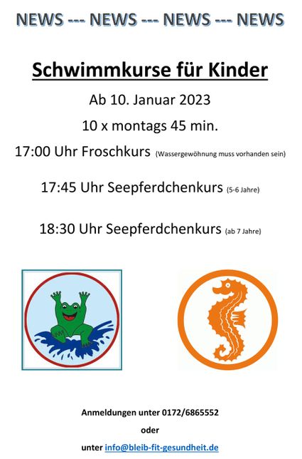 Neue Schwimmkurse